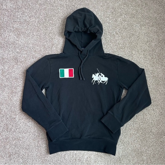 Polo Ralph Lauren Other - Vintage Unisex Polo Ralph Lauren Italy No 13 Black Hoodie Size XS